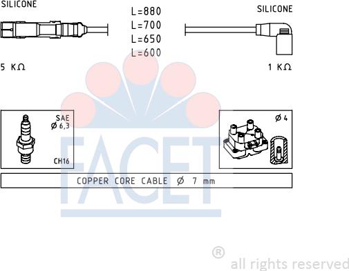 FACET 4.9595 - Augstsprieguma vadu komplekts www.autospares.lv