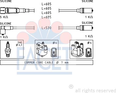 FACET 4.9549 - Augstsprieguma vadu komplekts www.autospares.lv