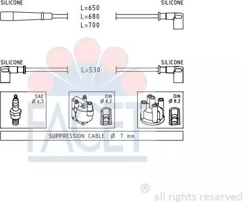 FACET 4.9554 - Augstsprieguma vadu komplekts www.autospares.lv