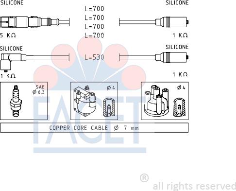 FACET 4.9551 - Augstsprieguma vadu komplekts www.autospares.lv