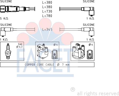 FACET 4.9569 - Augstsprieguma vadu komplekts www.autospares.lv