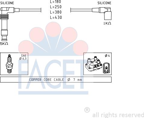 FACET 4.9562 - Augstsprieguma vadu komplekts www.autospares.lv