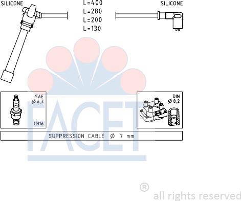 FACET 4.9504 - Augstsprieguma vadu komplekts www.autospares.lv