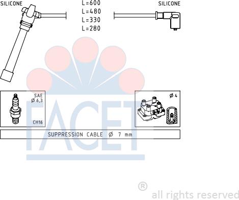 FACET 4.9505 - Augstsprieguma vadu komplekts www.autospares.lv