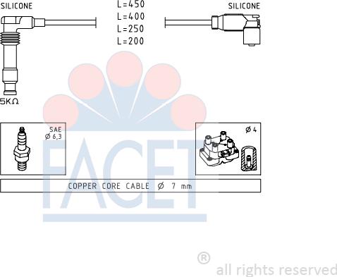 FACET 4.9506 - Augstsprieguma vadu komplekts www.autospares.lv