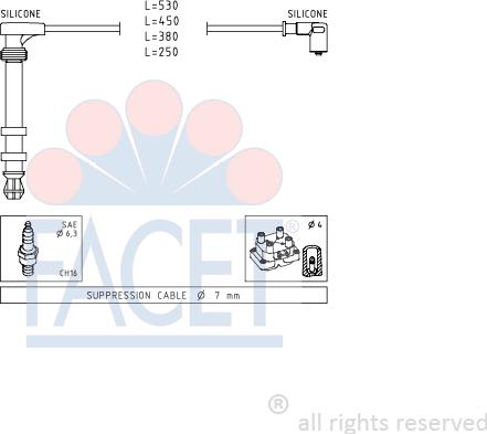 FACET 4.9503 - Augstsprieguma vadu komplekts www.autospares.lv