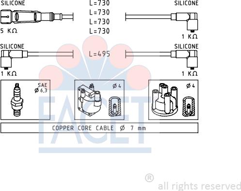 FACET 4.9518 - Augstsprieguma vadu komplekts www.autospares.lv