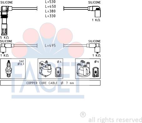 FACET 4.9580 - Augstsprieguma vadu komplekts www.autospares.lv