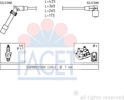 FACET 4.9531 - Augstsprieguma vadu komplekts www.autospares.lv