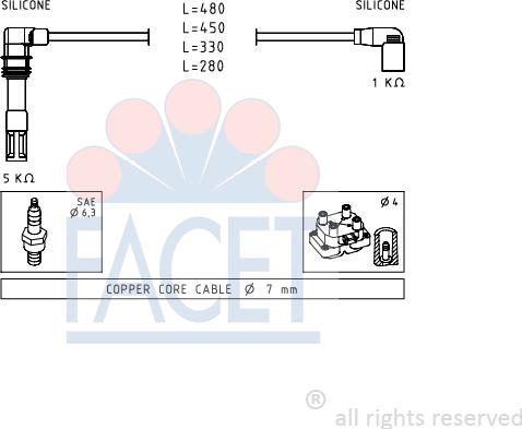 FACET 4.9575 - Augstsprieguma vadu komplekts www.autospares.lv