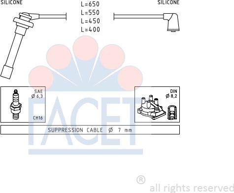 FACET 4.9699 - Augstsprieguma vadu komplekts www.autospares.lv