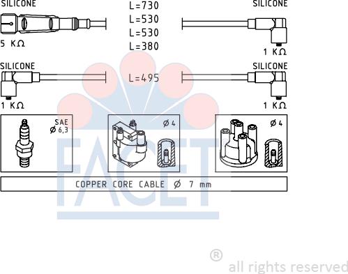 FACET 4.9640 - Augstsprieguma vadu komplekts www.autospares.lv