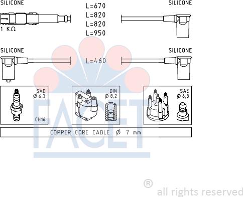 FACET 4.9654 - Augstsprieguma vadu komplekts www.autospares.lv