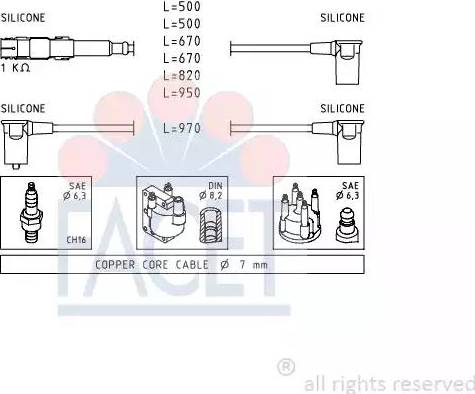 FACET 4.9657 - Augstsprieguma vadu komplekts www.autospares.lv