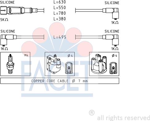 FACET 4.9660 - Augstsprieguma vadu komplekts www.autospares.lv