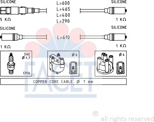 FACET 4.9667 - Augstsprieguma vadu komplekts www.autospares.lv