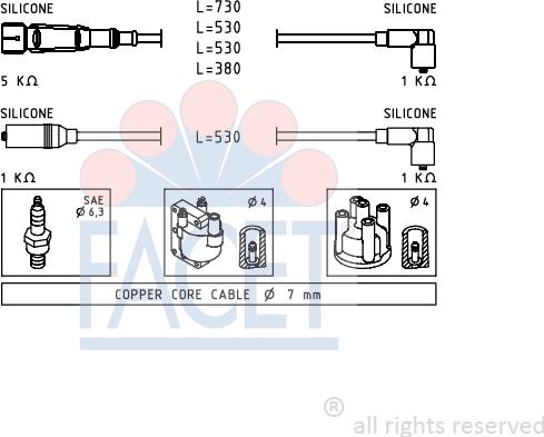 FACET 4.9609 - Augstsprieguma vadu komplekts www.autospares.lv