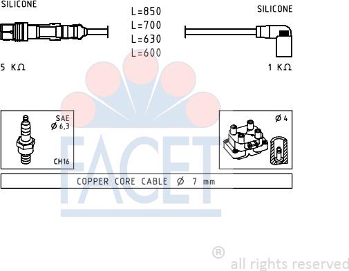 FACET 4.9601 - Augstsprieguma vadu komplekts www.autospares.lv