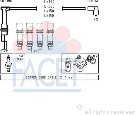 FACET 4.9608 - Augstsprieguma vadu komplekts www.autospares.lv