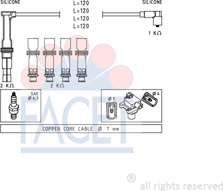 FACET 4.9607 - Augstsprieguma vadu komplekts www.autospares.lv