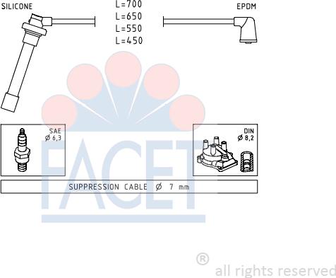 FACET 4.9686 - Augstsprieguma vadu komplekts www.autospares.lv