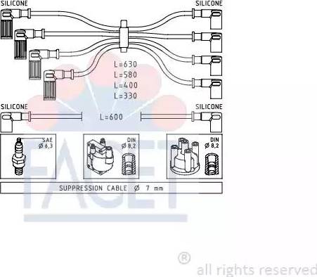 FACET 4.9002 - Augstsprieguma vadu komplekts www.autospares.lv