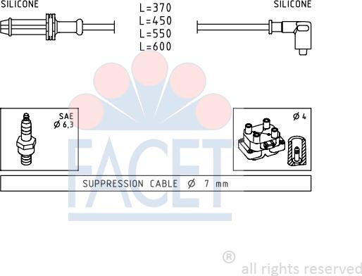 FACET 4.9025 - Augstsprieguma vadu komplekts www.autospares.lv