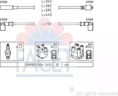 FACET 4.9103 - Augstsprieguma vadu komplekts www.autospares.lv