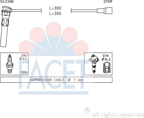 FACET 4.9889 - Augstsprieguma vadu komplekts www.autospares.lv