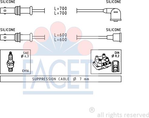 FACET 4.9835 - Augstsprieguma vadu komplekts www.autospares.lv