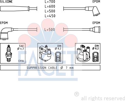 FACET 4.9398 - Augstsprieguma vadu komplekts www.autospares.lv