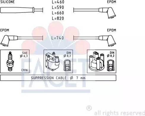 FACET 4.9397 - Augstsprieguma vadu komplekts www.autospares.lv