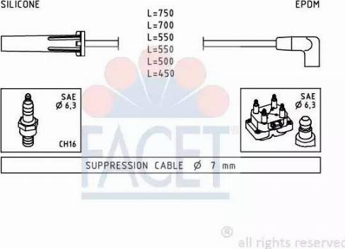 FACET 4.9343 - Augstsprieguma vadu komplekts www.autospares.lv