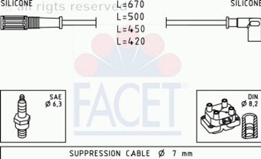 FACET 49367 - Augstsprieguma vadu komplekts www.autospares.lv