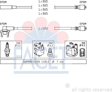 FACET 4.9332 - Augstsprieguma vadu komplekts www.autospares.lv