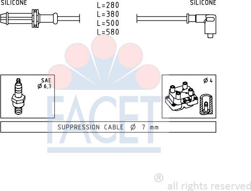 FACET 4.9374 - Augstsprieguma vadu komplekts www.autospares.lv