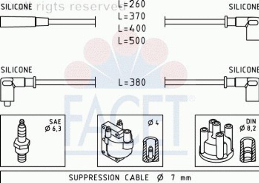 FACET 49375 - Augstsprieguma vadu komplekts www.autospares.lv