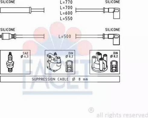 FACET 4.9281 - Комплект проводов зажигания www.autospares.lv