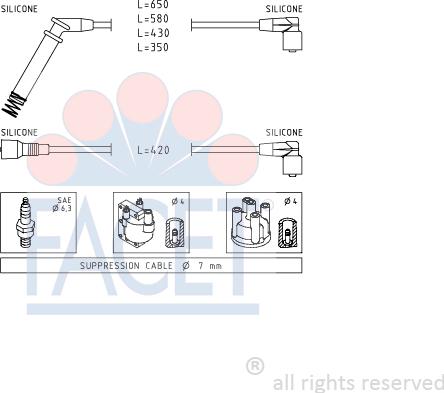 FACET 4.9237 - Augstsprieguma vadu komplekts www.autospares.lv