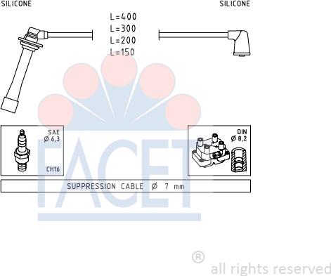 FACET 4.9745 - Augstsprieguma vadu komplekts www.autospares.lv