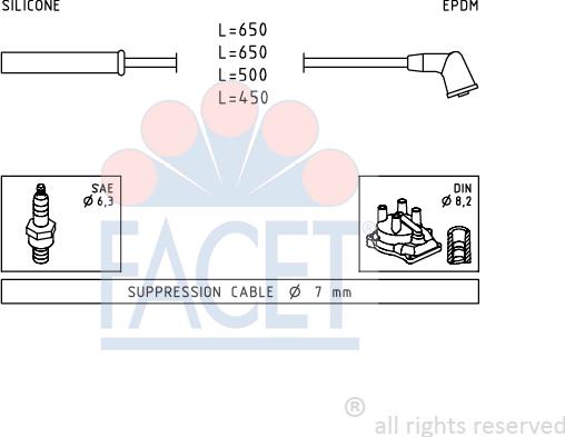 FACET 4.9741 - Augstsprieguma vadu komplekts www.autospares.lv