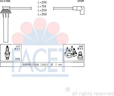 FACET 4.9719 - Augstsprieguma vadu komplekts www.autospares.lv