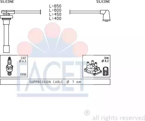 FACET 4.9714 - Augstsprieguma vadu komplekts www.autospares.lv