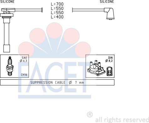 FACET 4.9711 - Augstsprieguma vadu komplekts www.autospares.lv