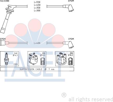 FACET 4.9732 - Augstsprieguma vadu komplekts www.autospares.lv