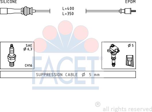 FACET 4.9729 - Augstsprieguma vadu komplekts www.autospares.lv