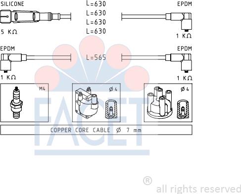 FACET 4.8493 - Augstsprieguma vadu komplekts www.autospares.lv