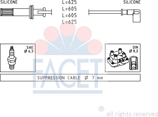 FACET 4.8456 - Augstsprieguma vadu komplekts www.autospares.lv