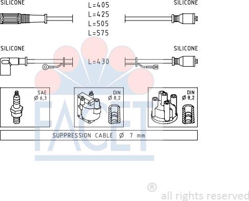 FACET 4.8466 - Augstsprieguma vadu komplekts www.autospares.lv