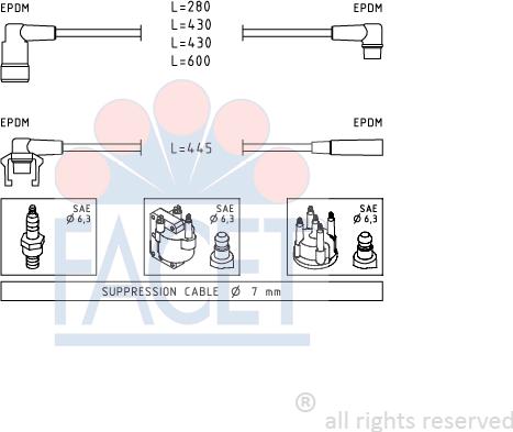 FACET 4.8415 - Augstsprieguma vadu komplekts www.autospares.lv